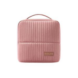 TEMU 새로운 패션 벨벳 수납칸 세로형 메이크업 가방, 고품질 독립형 사무용 문구류 정리함, 책상 정리 파우치, 대용량 세면도구 진열용 토트백, 캐리어 트롤리 스트랩 커버 포함, 여행, 출장, 화장품 및 세면도구 정리용