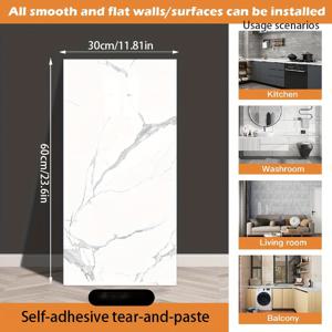 TEMU 1박스 22개입 광택 대리석 패턴 PVC 벽 스티커, 방수, 방유, 내열 벽지, 접착식 벽 커버, 비닐 폼 알루미늄 호일 백킹 패널, 다기능 디자인 스티커, 침실, 욕실, 주방, 거실, 발코니, 복도, 사무실, RV, 슈퍼마켓, 복도 색상 변경 벽지 벽 스티커. 쉬운 설치, 간단한 커팅, 쉬운 유지보수, DIY 인테리어