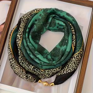 TEMU 우아한 프린트 스카프, 안전한 클립으로 고정. 세련된 여성용 넥 액세서리, 세 가지 컬러로 제공. 가볍고 통기성 좋음