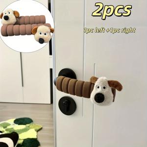 TEMU 귀여운 소 문손잡이 커버 - 충격 방지, 정전기 방지, 두꺼운 도어 패널 보호대, 생동감 넘치는 소 얼굴 디자인, 내구성 있는 폴리에스터 소재, 쉬운 설치. 홈 데코, 욕실, 문손잡이 보호대에 적합, 재미있는 디자인, 튼튼한 구조