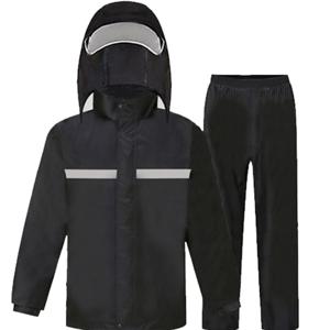 TEMU PVC 두꺼운 & 팬츠 세트 (반사 기능) 2피스 비옷 (남성 & 여성용), 방수 & 전기 자전거 라이딩 의류, 야외용 가볍고 내구성 있는