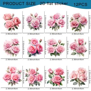 TEMU 수채화 장미 패턴 DTF 전사 용지 12매, 머그, 컵, 병, 문구류 및 기타 공예품 장식에 적합, 미술 용품, 크리스마스 및 파티 장식에 완벽
