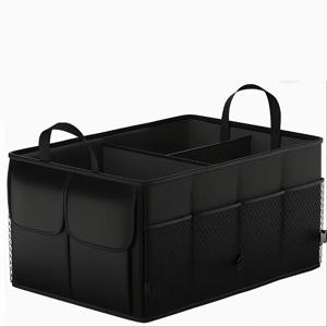 TEMU 2칸 차량 트렁크 정리함 | 접이식 옥스포드 원단 수납, 조절 가능한 칸막이 & 미끄럼 방지 받침대, SUV & 세단용, 내구성 좋은 로드 트립 & 식료품 정리함