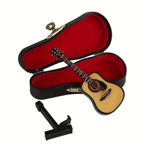 TEMU 스탠드와 상자가 포함된 매력적인 미니 나무 기타 모형. 집 장식이나 선생님과 친구들에게 선물하기에 완벽합니다.
