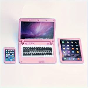 TEMU 수집용 피규어, 3피스 미니어처 테크 테마 데스크탑 모델 세트 - 리얼리스틱 메탈 노트북, 태블릿 & 스마트폰 레플리카 스탯츄, 현대적인 수집용 선물, IT 전문가, 사무실 & 인테리어용, PC/태블릿/스마트폰 호환