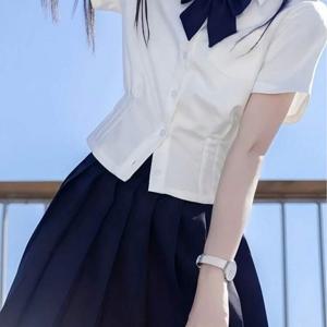TEMU 3피스 세트 프레피 JK 유니폼 반팔 셔츠 + 숏 스커트 + 보우 타이 여성 슬림핏 크롭 탑, 다용도하고 독특한 셔츠 + 플리츠 스커트 숏 스커트 세트