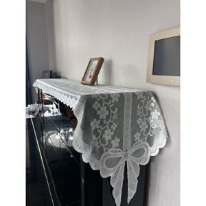 TEMU 미국 스타일 식탁용 화이트 레이스 테이블보, TV 캐비닛 및 커피 테이블에 적합
