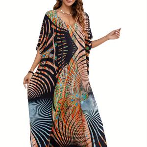 TEMU 여성 여름 비치 커버업, 속건성, 타이 다이, 루즈핏, 플러스 사이즈 바캉스 로브, 비치 드레스, 비키니 커버업