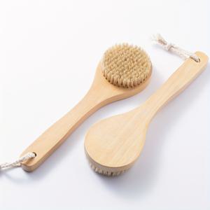 TEMU 1개 25Cm 긴 손잡이 천연모 드라이 바디 브러쉬, 샤워 또는 목욕 중 각질 제거에 이상적이며, 습식 및 건식 브러싱 모두에 사용 가능