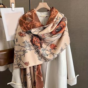 TEMU 라이스블루 양면 스카프, 여성용 활용도 높은 한국 스타일 겨울 숄, 긴형 도톰한 보온용 페이크 넥워머