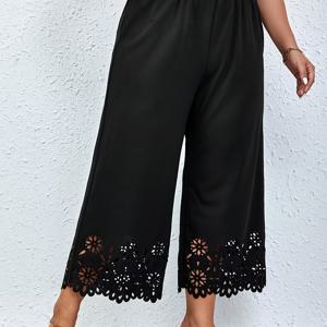 TEMU 플러스 사이즈 - 인기 익스텐션: 플러스 사이즈 여성 캐주얼 크롭 팬츠