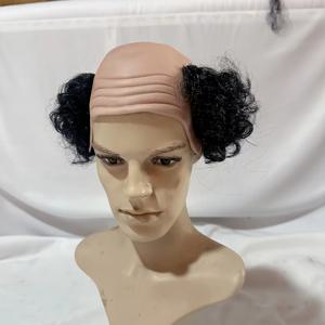 TEMU 스타일리시한 의상, 이벤트, 축제 코스튬을 위한 트렌디한 남성용 대머리 곱슬 검은색 가발