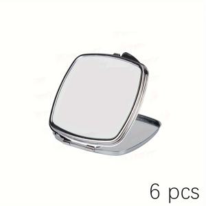 TEMU 2/6개 승화식 사각 메이크업 거울 개인용 거울 - 열전사용 빈 알루미늄 시트 포함, 접이식 양면 메이크업 거울, 외출용 휴대용