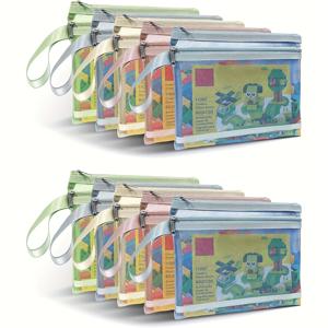 TEMU 10개 2겹 컬러 메쉬 지퍼 파우치, 보관 및 정리용 더블 레이어 나일론 아이템 세트, 통기성 좋은 투명 지퍼 파우치, 개학, 새 학기