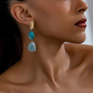 TEMU 정원형 디자인의 우아하고 다재다능한 긴 귀걸이 한 쌍, 선물용으로 완벽, 불규칙한 레진 소재