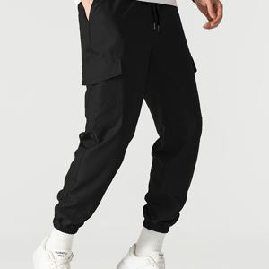 TEMU 남성용 캐주얼 운동용 카고 팬츠 - 단색, 폴리에스터, 세탁기 사용 가능, 다양한 포켓