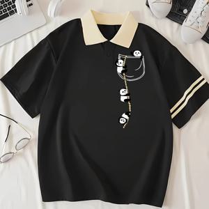 TEMU 판다스 등반 로프, 여성 캐주얼 스타일리시 다용도 라운드넥 폴로 셔츠, 여성 의류, 좋은 친구를 위한 선물, 가족을 위한 선물