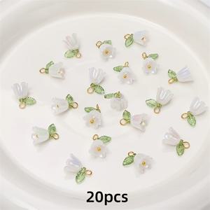 TEMU 20/50개 다색 라일리 오브 더 밸리 꽃 참 - DIY 주얼리, 팔찌, 열쇠고리 및 목걸이용 아크릴 펜던트