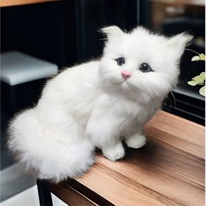TEMU 흰색 인조 고양이 피규어, 파시픽 고양이 정적 동물 모델 (파티, 데스크탑, 사무실, 가정 장식용), 크리스마스, 추수감사절, 새해, 사진 촬영 소품을 위한 창의적인 선물