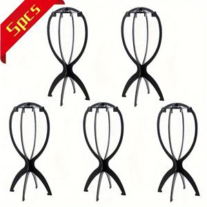 TEMU 접이식 가발 스탠드 5개 세트 - 다중 가발 및 모자 전시용, 헤어드레싱 및 가발 관리 스탠드, 가발 지지대, 가발 및 모자 보관 정리함