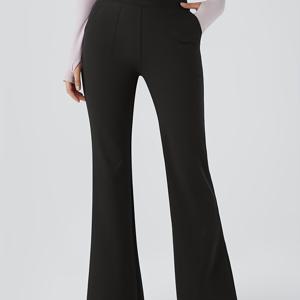 TEMU 여성용 봄/가을 하이웨이스트 포포켓 플레어 팬츠, 뒷주머니가 있는 신축성 있는 타이츠, 외출용 캐주얼하고 편안한 긴 바지