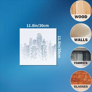 TEMU 4개 도시 스텐실, 11.8x11.8인치 재사용 가능한 페인팅 스텐실, 바닥·벽·타일에 사용하는 드로잉 및 페인팅 스텐실
