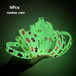 TEMU 8개 야광 고양이 벨 목걸이, 발광 실리콘 목걸이, 분실 방지, 다양한 스타일