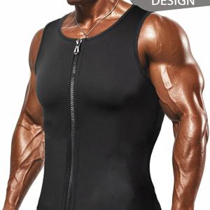 TEMU 남성용 네오프렌 바디 쉐이퍼 조끼 - 땀 흘리는 고무 바디수트 - 사우나 허리 트레이너 - 가을, 겨울용 따뜻한 조끼, 편리한 지퍼로 쉽게 착용 - 발렌타인데이 선물