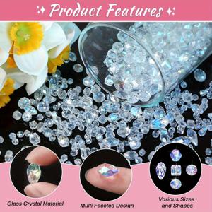 TEMU 주얼리 또는 홈 데코용 투명 AB 컬러 유리 비즈 900개 세트. 4~13MM 크기의 다양한 비즈가 특징입니다.