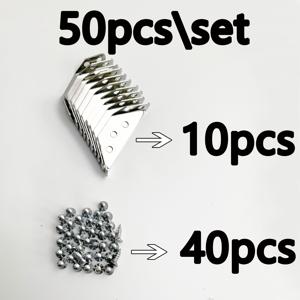 TEMU 고강도 금속 T자 브라켓 세트 50개, 나사 포함 - 90도 코너 서포트, 스크래치 방지, 가구 및 목재 프레임용, 간편한 설치