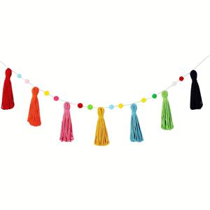 TEMU 컬러풀 태슬 가랜드 배너, 폼폼 태슬 펜던트 장식 - 교실, 침실, 거실 및 야외용! 파티, 결혼식, 이드, 신코 데 마요, 졸업 시즌, 성 패트릭의 날, 부활절, 휴일 축하, 할로윈 장식, 크리스마스 장식, 페스티벌 배너, 내구성 있는 소재, 핸드메이드 태슬, 이벤트 플래너, 파티 오거나이저에 완벽한 장식품