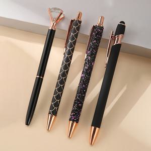 TEMU 여성용 귀여운 펜 4개 세트, 블랙 잉크 글리터 펜, 다이어리 꾸미기에 이상적인 아름다운 펜, 비즈니스 및 사무실 사용, 서명, 결혼식, 선물용