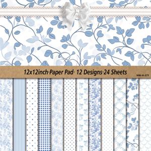 TEMU 12/24장 12x12인치 스크랩북 페이퍼 패드, 아트 크래프트 패턴 페이퍼, 페스티벌 선물 장식용 카드스톡 페이퍼, DIY 장식 배경 카드 만들기 용품 - 블루