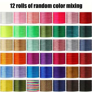 TEMU 12롤 중국 로프 팩 (각 롤 길이 1968.5인치, 두께 0.8mm, 혼합 나일론 실 사용). 팔찌, 목걸이, 비즈 장식 및 기타 수제 장식 제작에 적합