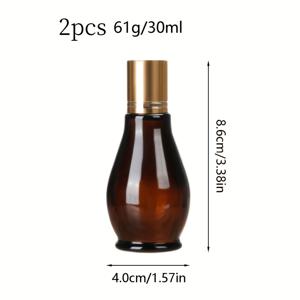 TEMU 2개 호박형 유리 볼 병, 플라스틱 뚜껑, 리필 가능한 향수, 에센셜 오일 롤러 병, 빈 액체 용기 병 (10ml/0.34oz, 20ml/0.68oz, 30ml/1.01oz), 여행 시 휴대하기 쉬움