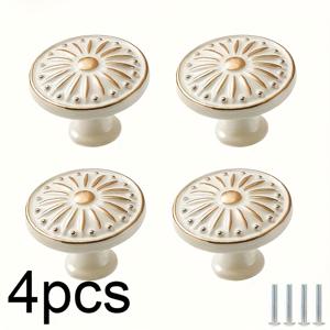 TEMU 유럽 스타일 라운드 노브 풀 싱글 홀 라운드 노브 유럽 스타일 알루미늄 합금 화이트 핸들 클래식 솔리드 옷장 서랍 풀 침대 옆 테이블 옷장 화장대에 적합 나사 포함 가구 하드웨어 장식 부품 할로윈과 크리스마스, 크리스마스 선물용