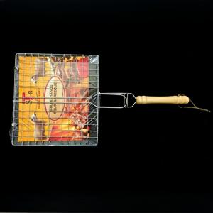 TEMU 휴대용 바베큐 바구니 (나무 손잡이 포함), 고기, 스테이크, 새우, 채소 구이용, 피크닉 및 캠핑에 적합 - 메탈 쿠킹 바구니