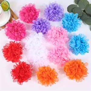 TEMU 공연 및 캐주얼 복장에 적합한 14pcs 메쉬 플라워 인조 헤어 후프 세트, 친구를 위한 완벽한 선물용 손목 번 헤드웨어 액세서리