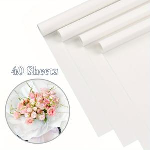 TEMU 40매 순백색 방수 플라스틱 꽃꽂이 포장지, 약 22*22인치, 얇고 반투명한 한국 스타일 종이, 어버이날, 아버지의 날, 발렌타인데이와 같은 특별한 날 선물 포장에 적합