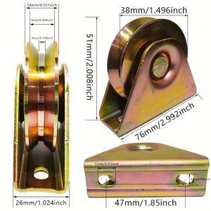 TEMU 투홀 V자형 트랙 풀리 도어 하단 바퀴 고강도 홈 바퀴 고정 풀리 앵글 스틸 와이어 로프 가이드 레일 바퀴