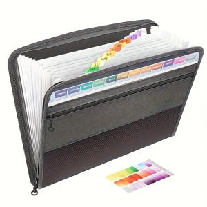 TEMU 색상별 칸막이가 있는 확장형 A4 폴더. 종이, 청구서 및 영수증 보관용으로 설계되었습니다. 세 가지 색상으로 제공됩니다.