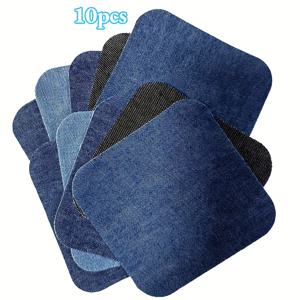 TEMU 10/20팩 패치 스티커, 다양한 블루 청바지 및 의류에 적합, 고품질 신축성 원단 다림질 수리 패치 세트