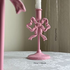 TEMU 1개, 핑크 테이블 웨딩 장식, 테이블 장식 리본 가능 촛대 - 크리스마스, 할로윈, 부활절, 하누카, 추수감사절 연회, 파티, 가정 및 호텔 장식에 적합, 내구성, - 가정용 주방용품