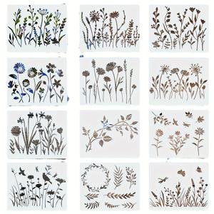 TEMU 꽃과 식물 일러스트를 위한 12가지 템플릿, 손으로 그린 낙서 패턴, 크기 5.9*4.7인치, 다양한 나무 벽 가구, 유리, 캔버스, 바닥 타일 및 홈 데코 공예품에 적합