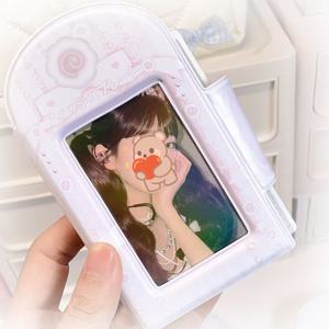 TEMU 드림이 빈티지 일본 스타일 원 그리드 카드 앨범 - 귀여운 곰돌이 & 플로럴 디자인, 내구성 있는 플라스틱 직사각형 팬 컬렉션 정리함 (유명인 기념품, 사진, 스티커 및 리본용)