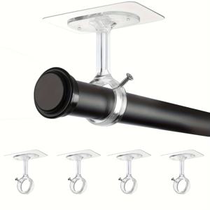 TEMU 2/4/8개입 드릴링 불필요 천장 커튼봉 브래킷, 6개입 강력 자가 접착 커튼봉 브래킷, 조절 가능한 커튼 후크, 3.05Cm 직경 로드 걸이, 옷장, 침실에 적합