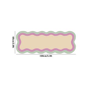 TEMU 두꺼운 10mm 고품질 인조 캐시미어 점점멈춘 바닥 1개 불규칙한 컬러 웨이브 프린트 러너 러그, 도파민 스타일의 간편한 침실 침대 옆 플러시 카펫, 홈 데코용, 스타일리시한 창의적인 옷장 복도 현관 소프트 플로어 매트