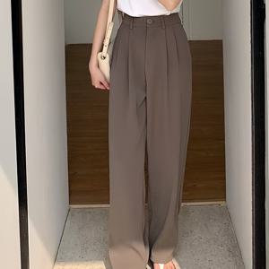 TEMU 여성용 하이웨이스트 단색 정장 바지, 캐주얼하고 넉넉한 핏, 버튼이 있는 컷, 가성비 좋고 활용도 높은 제품