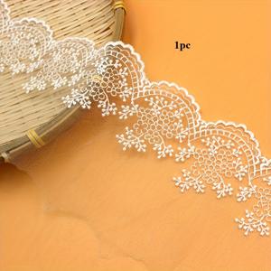 TEMU 1개 71.65인치(182cm) 긴 화이트 플로럴 레이스 트림 - 우아한 꽃무늬 체인 장식, 폴리에스터 원단 웨딩드레스·테이블보·커튼용, DIY 홈 , 정교한 레이스워크, 섬세한 공예, 가정 인테리어 소품