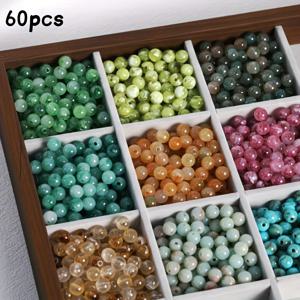 TEMU 60개 혼합 컬러 레진 스머지 비즈 8mm, DIY 레진 주얼리 만들기, 목걸이 팔찌 액세서리, 폰 스트랩, 가방 참 공예 재료